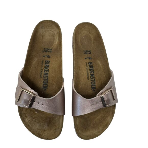 Birkenstock Shoes - Birkenstock Madrid Rose Gold Metallic Slide Sandals Women’s 37 US size 6 narrow